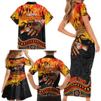 Personalised Happy Father's Day Family Matching Short Sleeve Bodycon Dress and Hawaiian Shirt Best Dad Australia Aboriginal