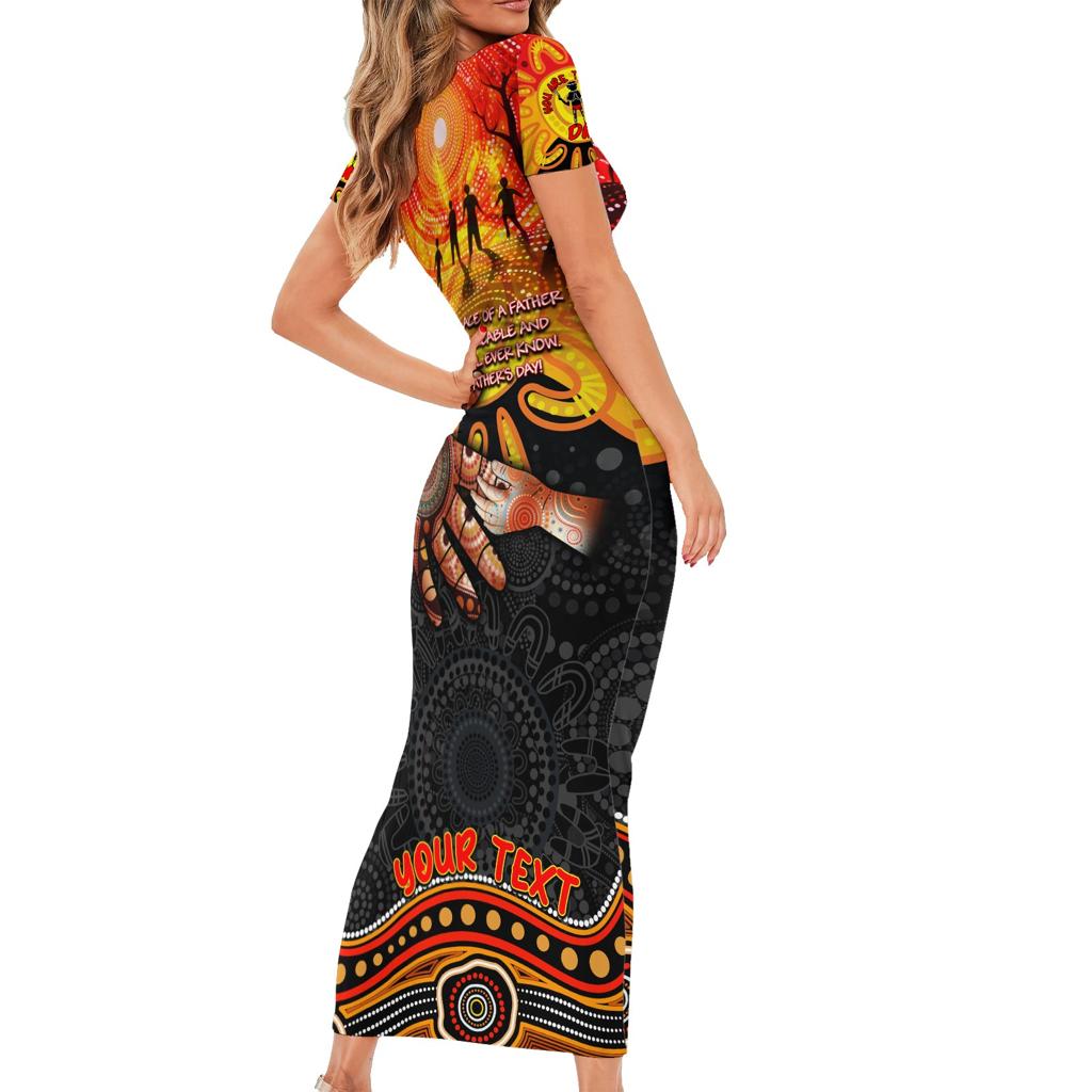 Personalised Happy Father's Day Family Matching Short Sleeve Bodycon Dress and Hawaiian Shirt Best Dad Australia Aboriginal