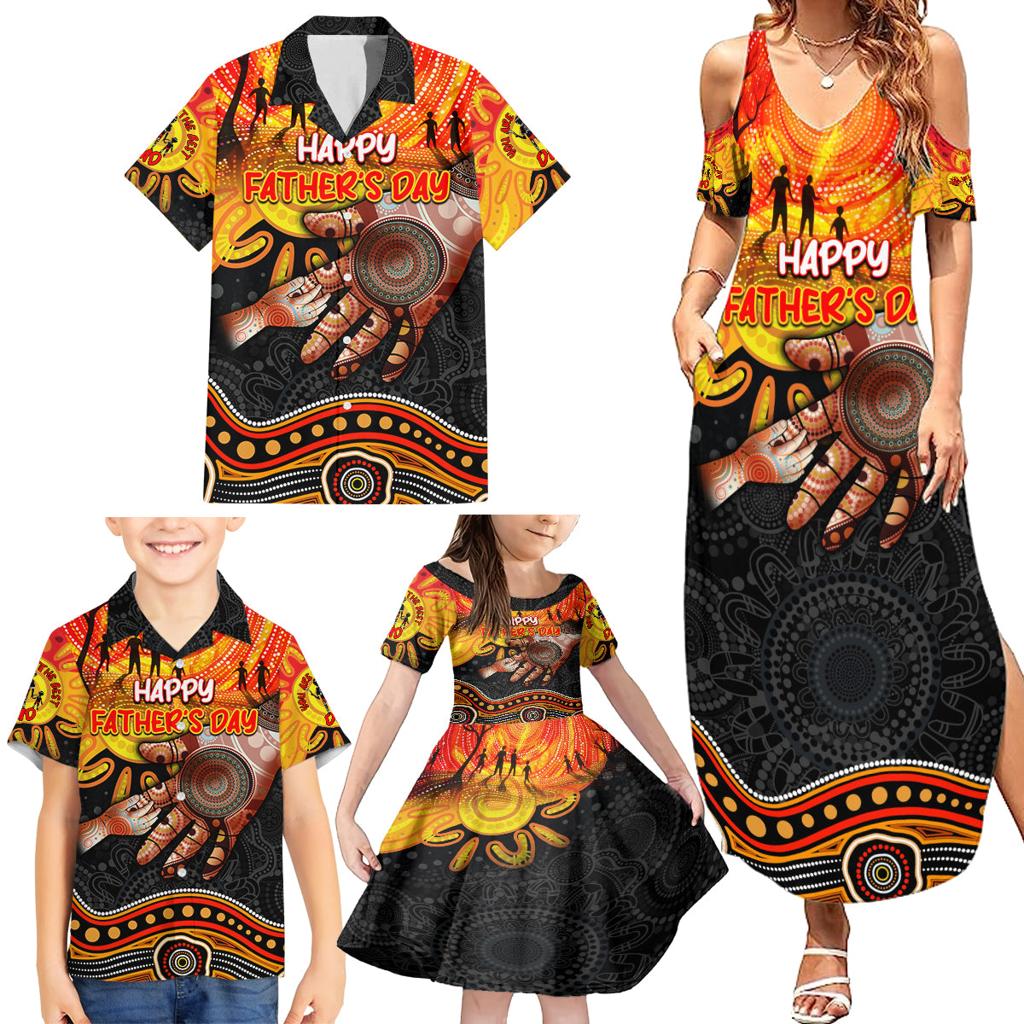 Personalised Happy Father's Day Family Matching Summer Maxi Dress and Hawaiian Shirt Best Dad Australia Aboriginal