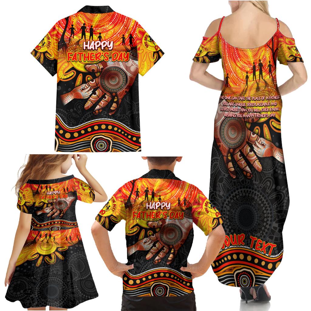 Personalised Happy Father's Day Family Matching Summer Maxi Dress and Hawaiian Shirt Best Dad Australia Aboriginal