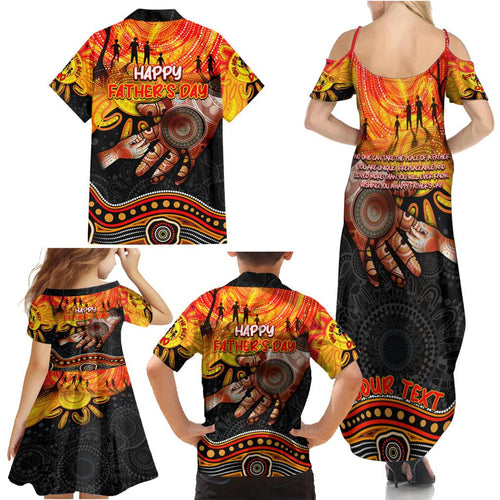 Personalised Happy Father's Day Family Matching Summer Maxi Dress and Hawaiian Shirt Best Dad Australia Aboriginal