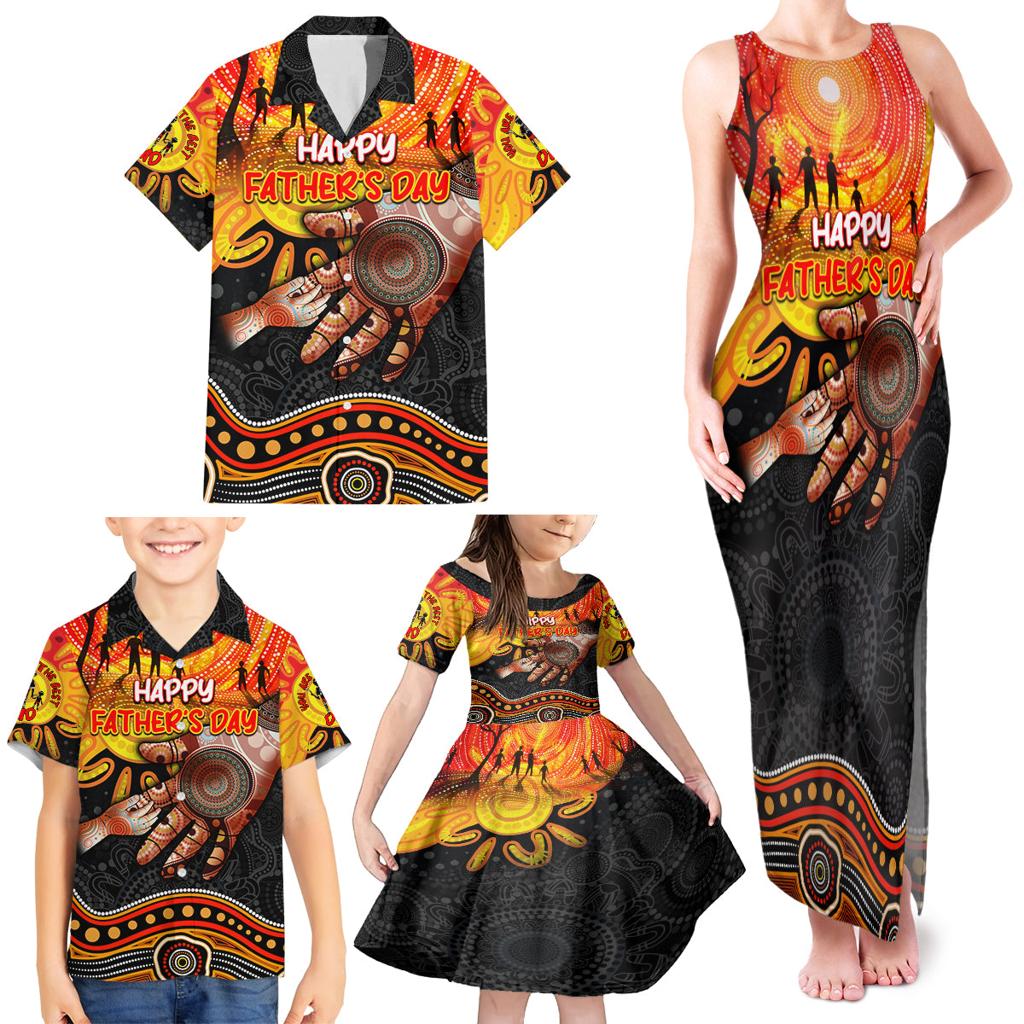 Personalised Happy Father's Day Family Matching Tank Maxi Dress and Hawaiian Shirt Best Dad Australia Aboriginal