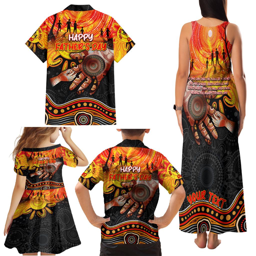 Personalised Happy Father's Day Family Matching Tank Maxi Dress and Hawaiian Shirt Best Dad Australia Aboriginal