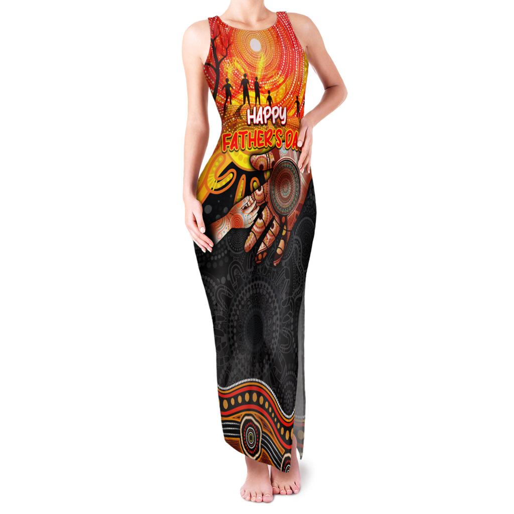 Personalised Happy Father's Day Family Matching Tank Maxi Dress and Hawaiian Shirt Best Dad Australia Aboriginal