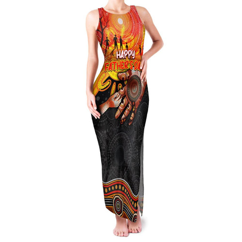 Personalised Happy Father's Day Family Matching Tank Maxi Dress and Hawaiian Shirt Best Dad Australia Aboriginal