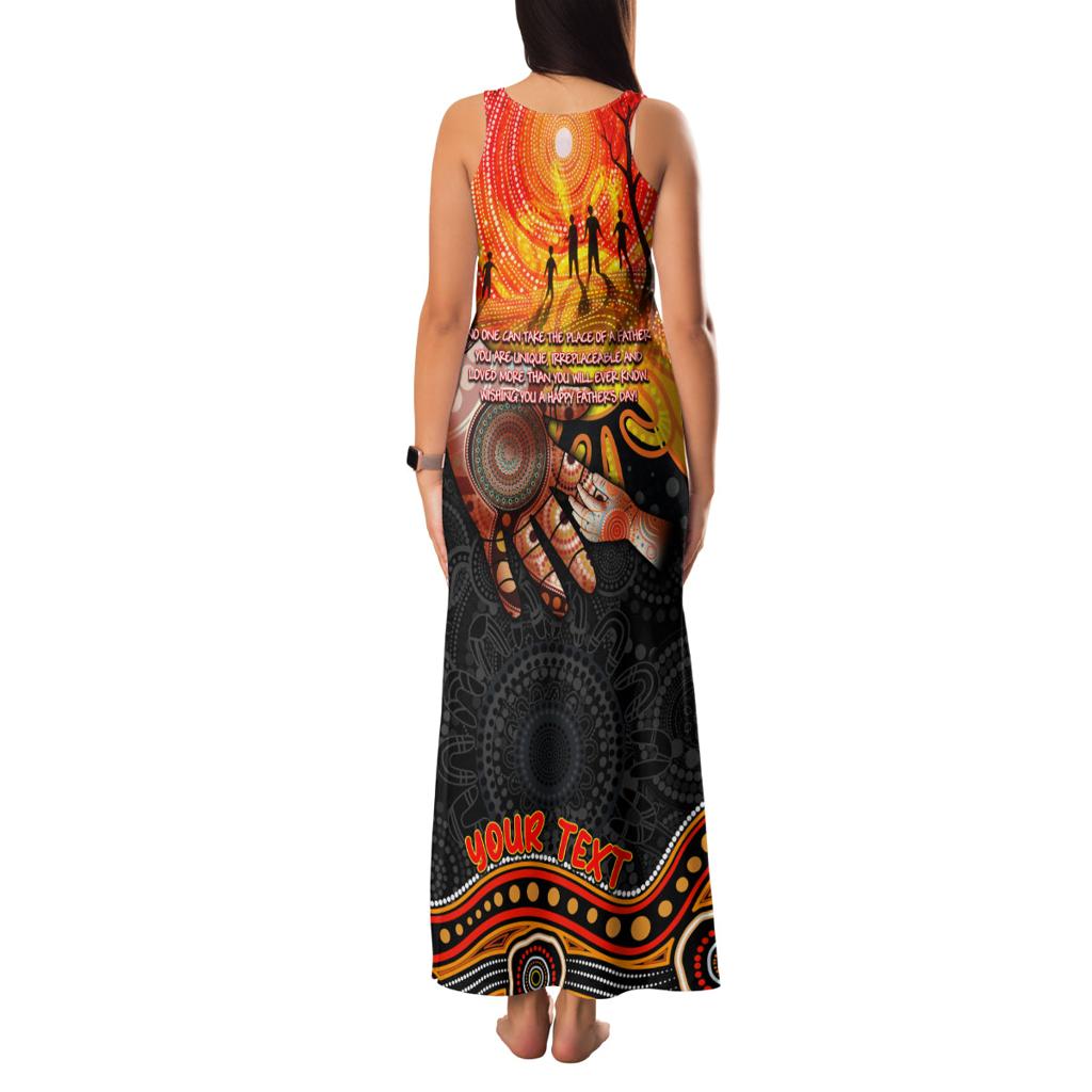 Personalised Happy Father's Day Family Matching Tank Maxi Dress and Hawaiian Shirt Best Dad Australia Aboriginal