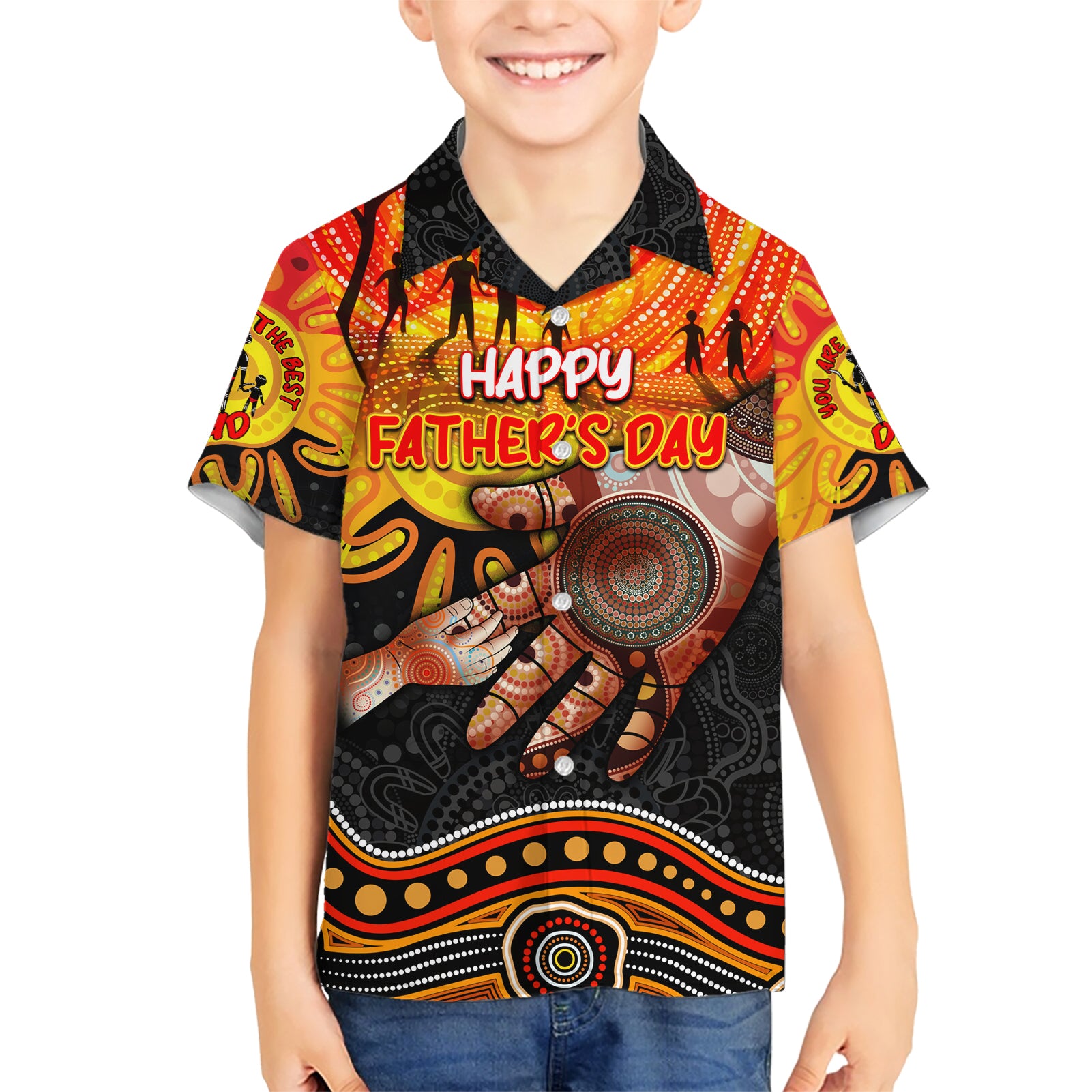 Personalised Happy Father's Day Hawaiian Shirt Best Dad Australia Aboriginal