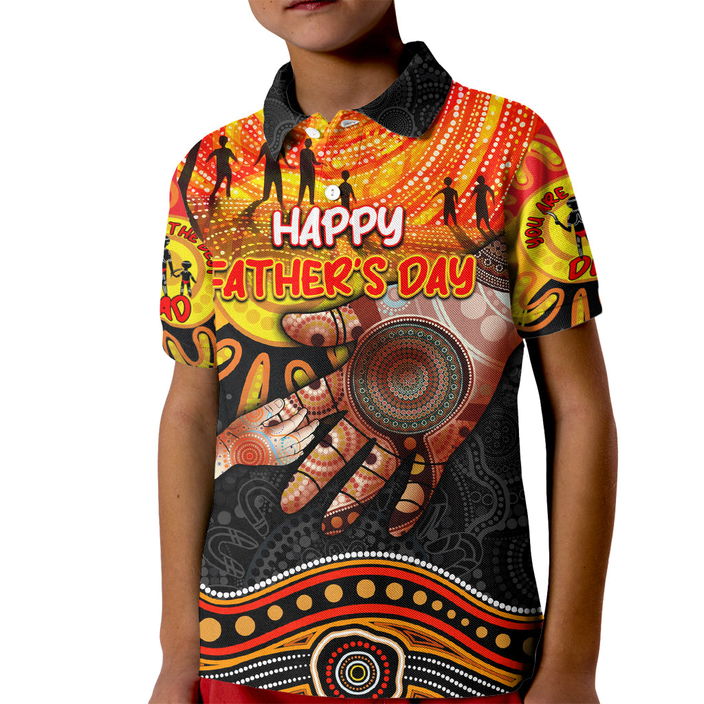 Personalised Happy Father's Day Kid Polo Shirt Best Dad Australia Aboriginal