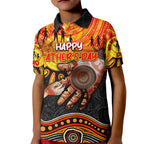 Personalised Happy Father's Day Kid Polo Shirt Best Dad Australia Aboriginal