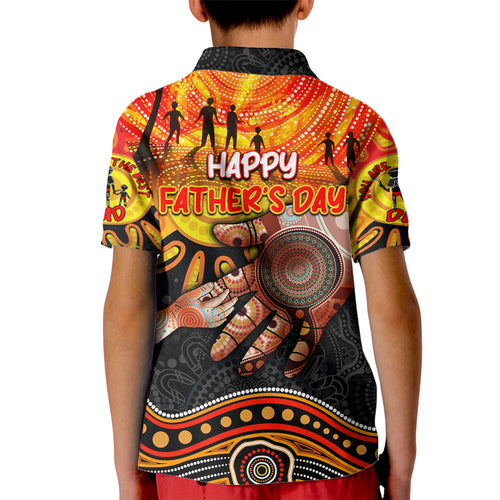 Personalised Happy Father's Day Kid Polo Shirt Best Dad Australia Aboriginal
