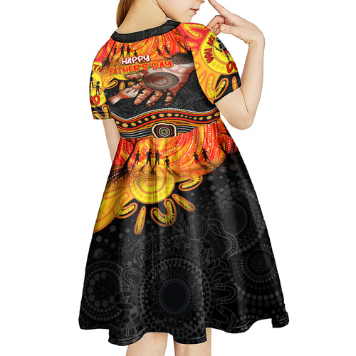 Personalised Happy Father's Day Kid Short Sleeve Dress Best Dad Australia Aboriginal