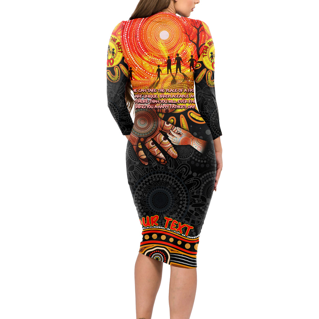 Personalised Happy Father's Day Long Sleeve Bodycon Dress Best Dad Australia Aboriginal