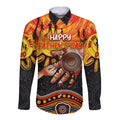Personalised Happy Father's Day Long Sleeve Button Shirt Best Dad Australia Aboriginal