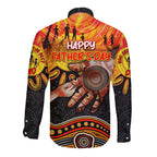 Personalised Happy Father's Day Long Sleeve Button Shirt Best Dad Australia Aboriginal