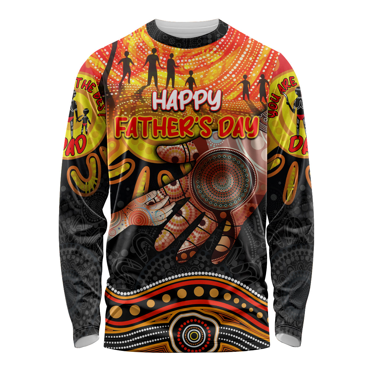 Personalised Happy Father's Day Long Sleeve Shirt Best Dad Australia Aboriginal