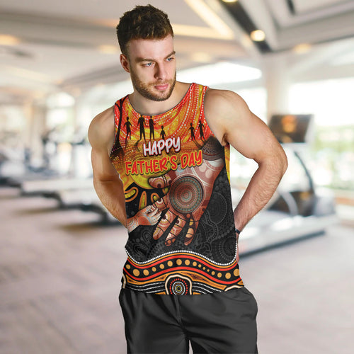 Personalised Happy Father's Day Men Tank Top Best Dad Australia Aboriginal