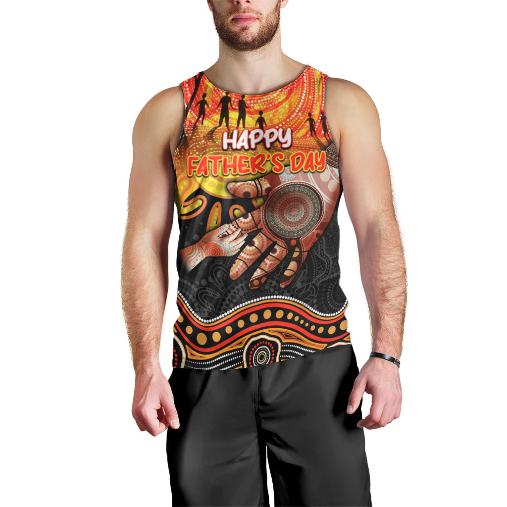 Personalised Happy Father's Day Men Tank Top Best Dad Australia Aboriginal