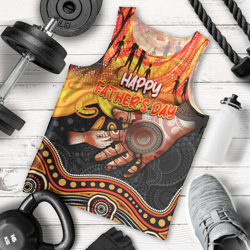 Personalised Happy Father's Day Men Tank Top Best Dad Australia Aboriginal
