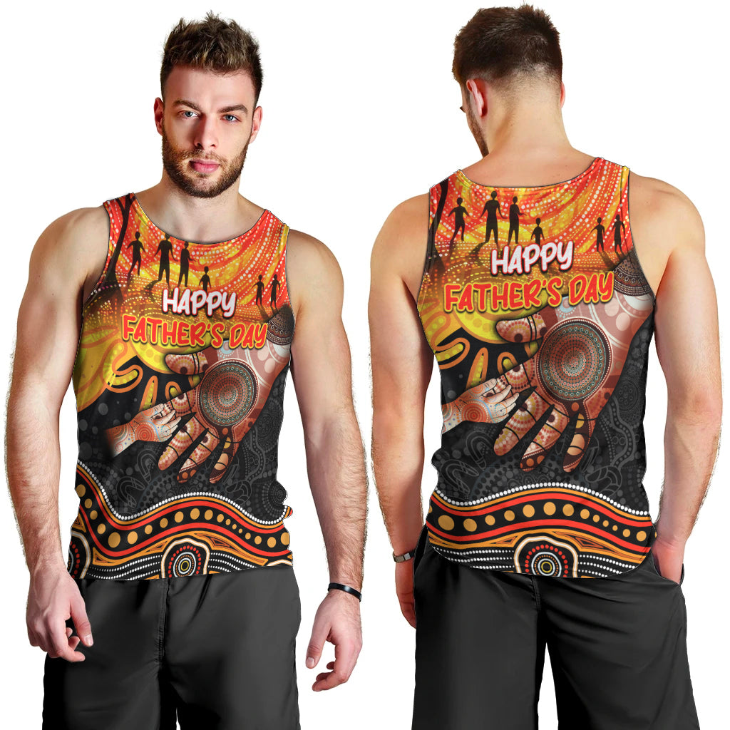Personalised Happy Father's Day Men Tank Top Best Dad Australia Aboriginal