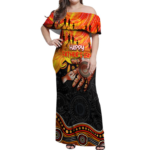 Personalised Happy Father's Day Off Shoulder Maxi Dress Best Dad Australia Aboriginal