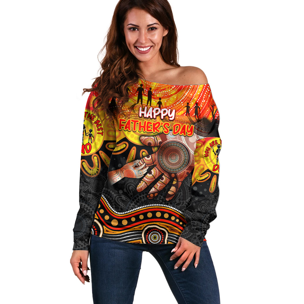 Personalised Happy Father's Day Off Shoulder Sweater Best Dad Australia Aboriginal
