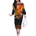 Personalised Happy Father's Day Off The Shoulder Long Sleeve Dress Best Dad Australia Aboriginal
