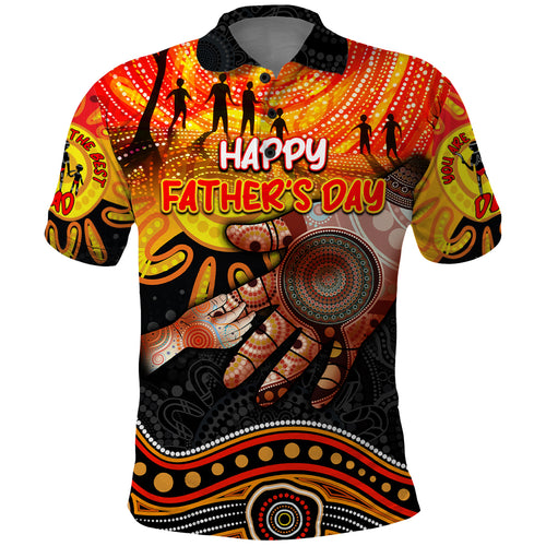 Personalised Happy Father's Day Polo Shirt Best Dad Australia Aboriginal