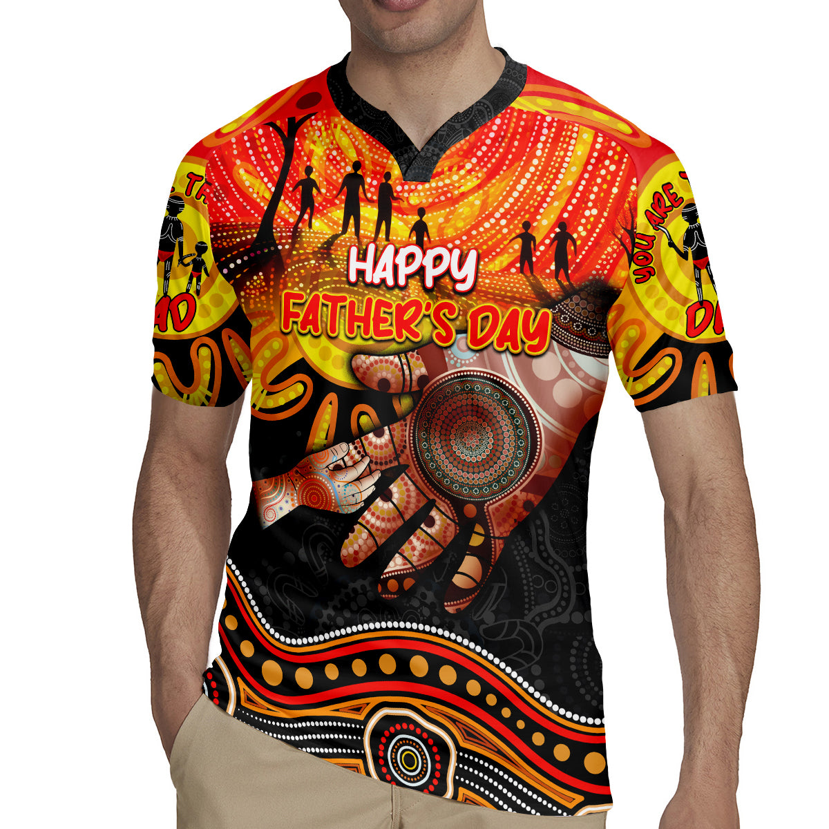 Personalised Happy Father's Day Rugby Jersey Best Dad Australia Aboriginal