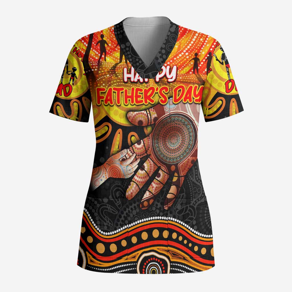 Personalized Happy Father's Day Scrub Top Best Dad Australia Aboriginal - Aussie Hoodie
