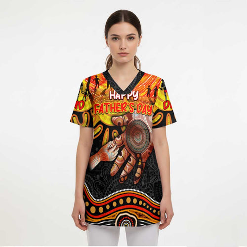 Personalized Happy Father's Day Scrub Top Best Dad Australia Aboriginal - Aussie Hoodie