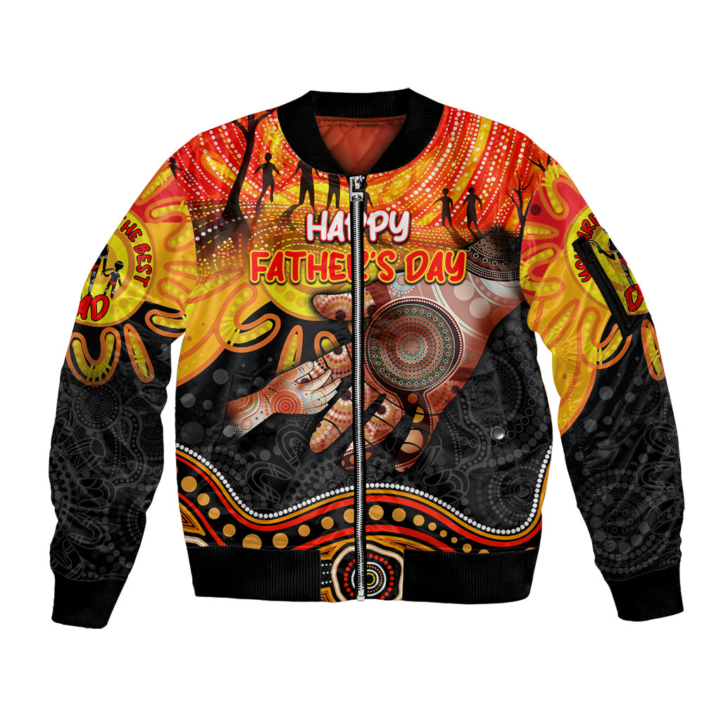 Personalised Happy Father's Day Sleeve Zip Bomber Jacket Best Dad Australia Aboriginal