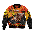 Personalised Happy Father's Day Sleeve Zip Bomber Jacket Best Dad Australia Aboriginal