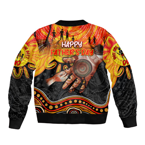 Personalised Happy Father's Day Sleeve Zip Bomber Jacket Best Dad Australia Aboriginal