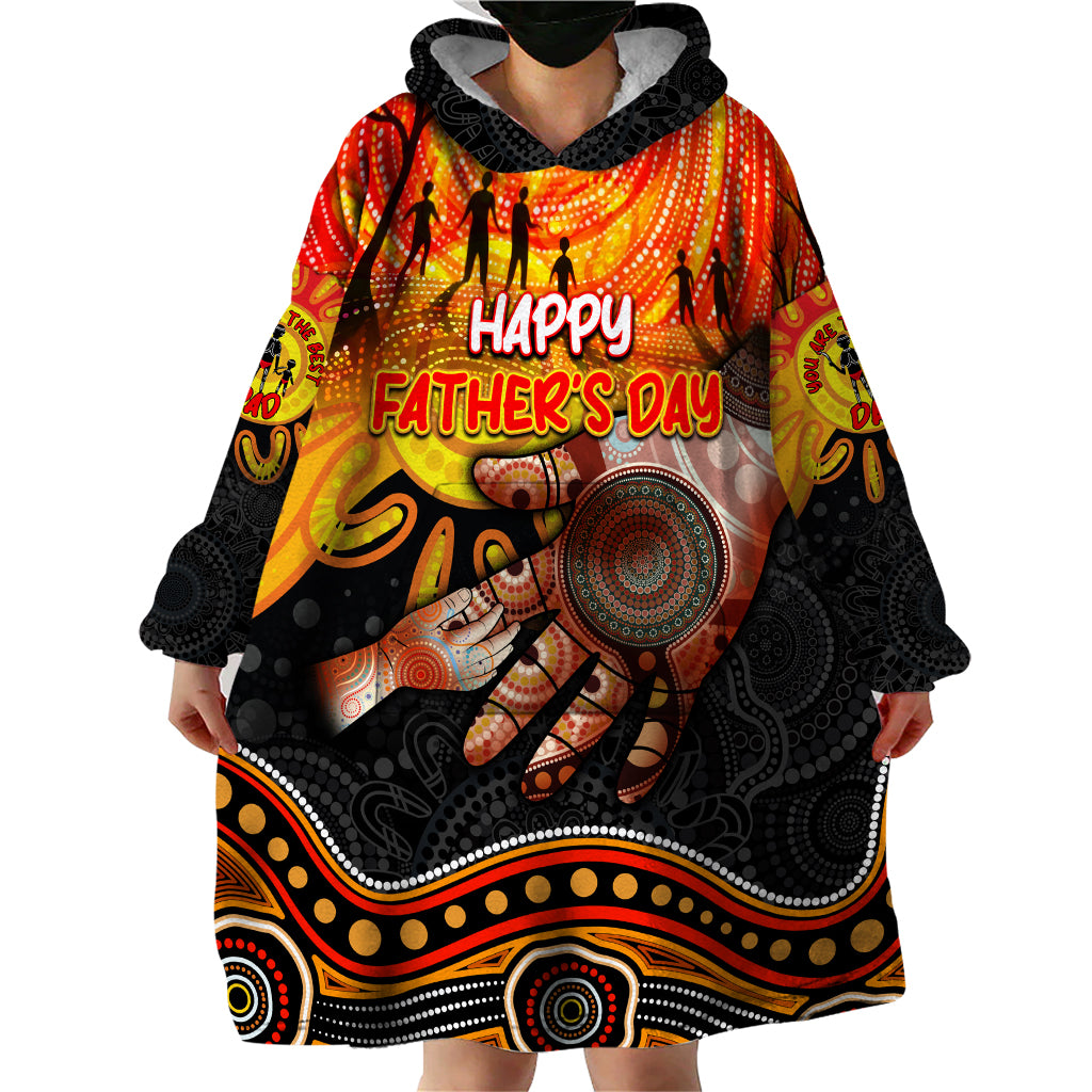 Personalised Happy Father's Day Wearable Blanket Hoodie Best Dad Australia Aboriginal