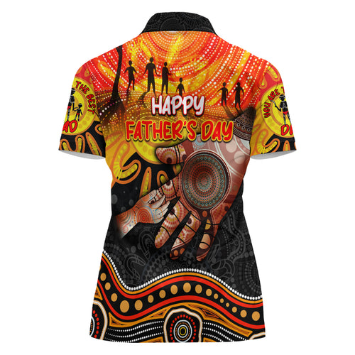 Personalised Happy Father's Day Women Polo Shirt Best Dad Australia Aboriginal