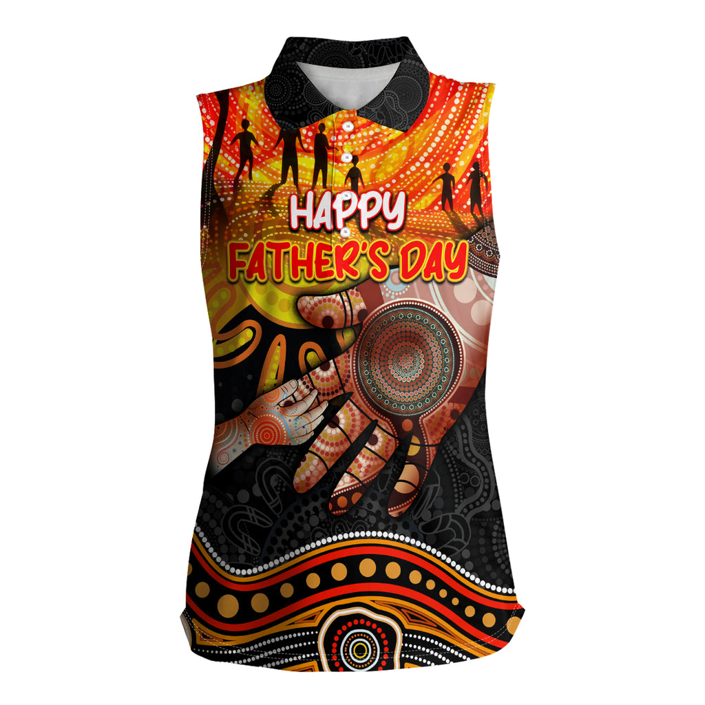 Personalised Happy Father's Day Women Sleeveless Polo Shirt Best Dad Australia Aboriginal