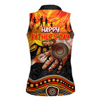 Personalised Happy Father's Day Women Sleeveless Polo Shirt Best Dad Australia Aboriginal