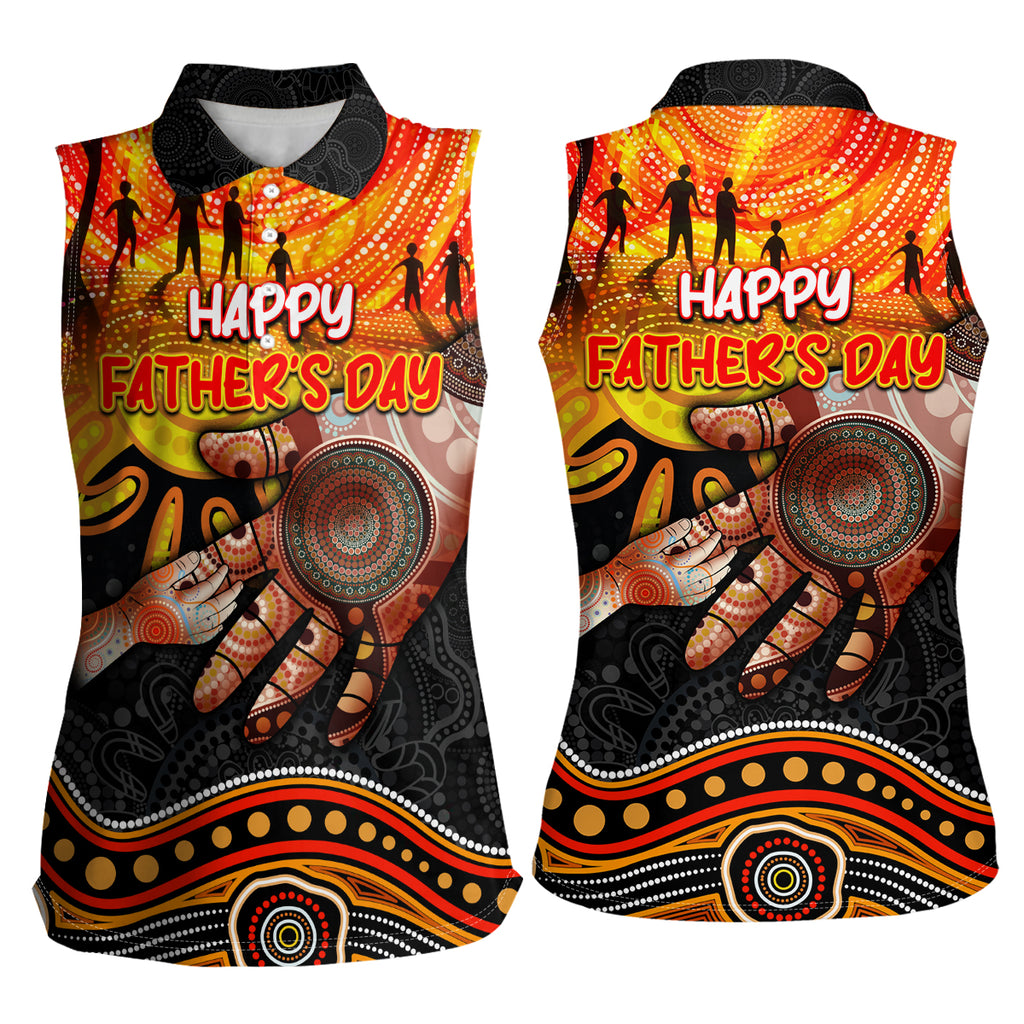 Personalised Happy Father's Day Women Sleeveless Polo Shirt Best Dad Australia Aboriginal