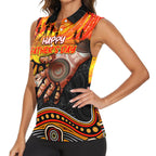 Personalised Happy Father's Day Women Sleeveless Polo Shirt Best Dad Australia Aboriginal