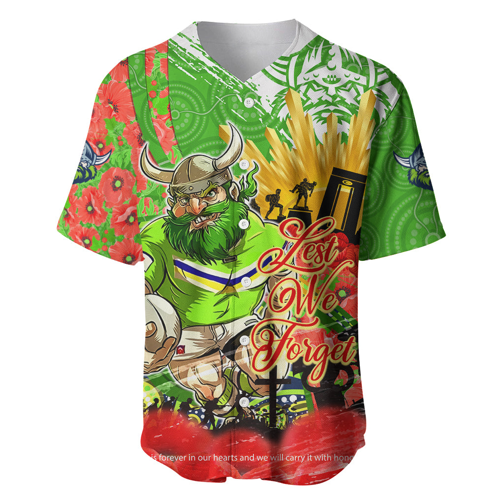Personalised Mascot Raiders ANZAC Baseball Jersey Lest We Forget