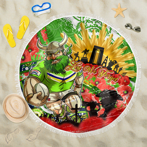 Personalised Mascot Raiders ANZAC Beach Blanket Lest We Forget