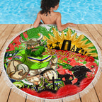 Personalised Mascot Raiders ANZAC Beach Blanket Lest We Forget