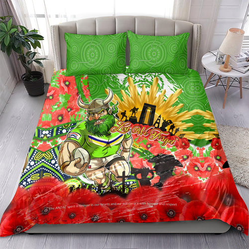 Personalised Mascot Raiders ANZAC Bedding Set Lest We Forget
