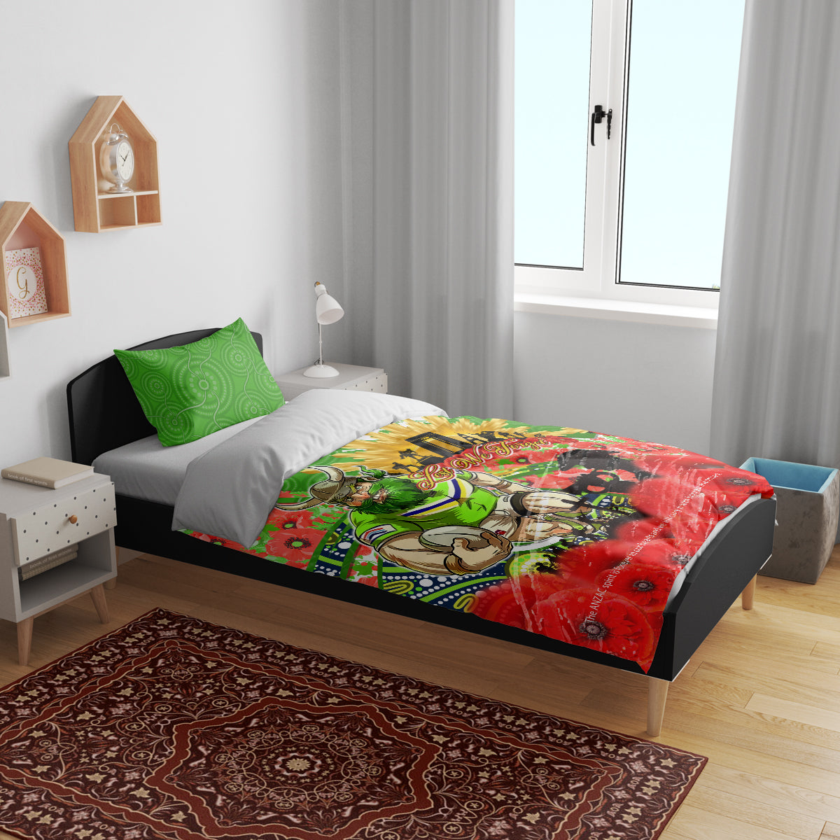 Personalised Mascot Raiders ANZAC Bedding Set Lest We Forget