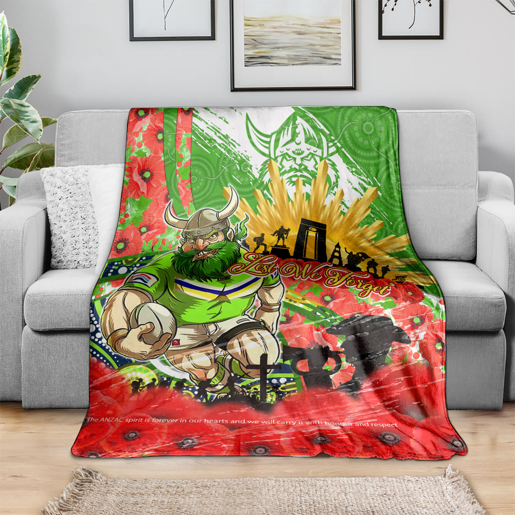 Personalised Mascot Raiders ANZAC Blanket Lest We Forget