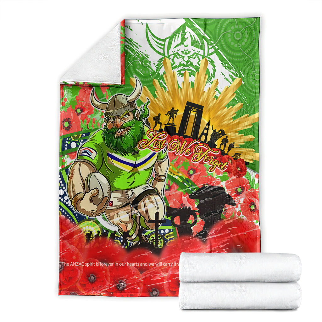 Personalised Mascot Raiders ANZAC Blanket Lest We Forget