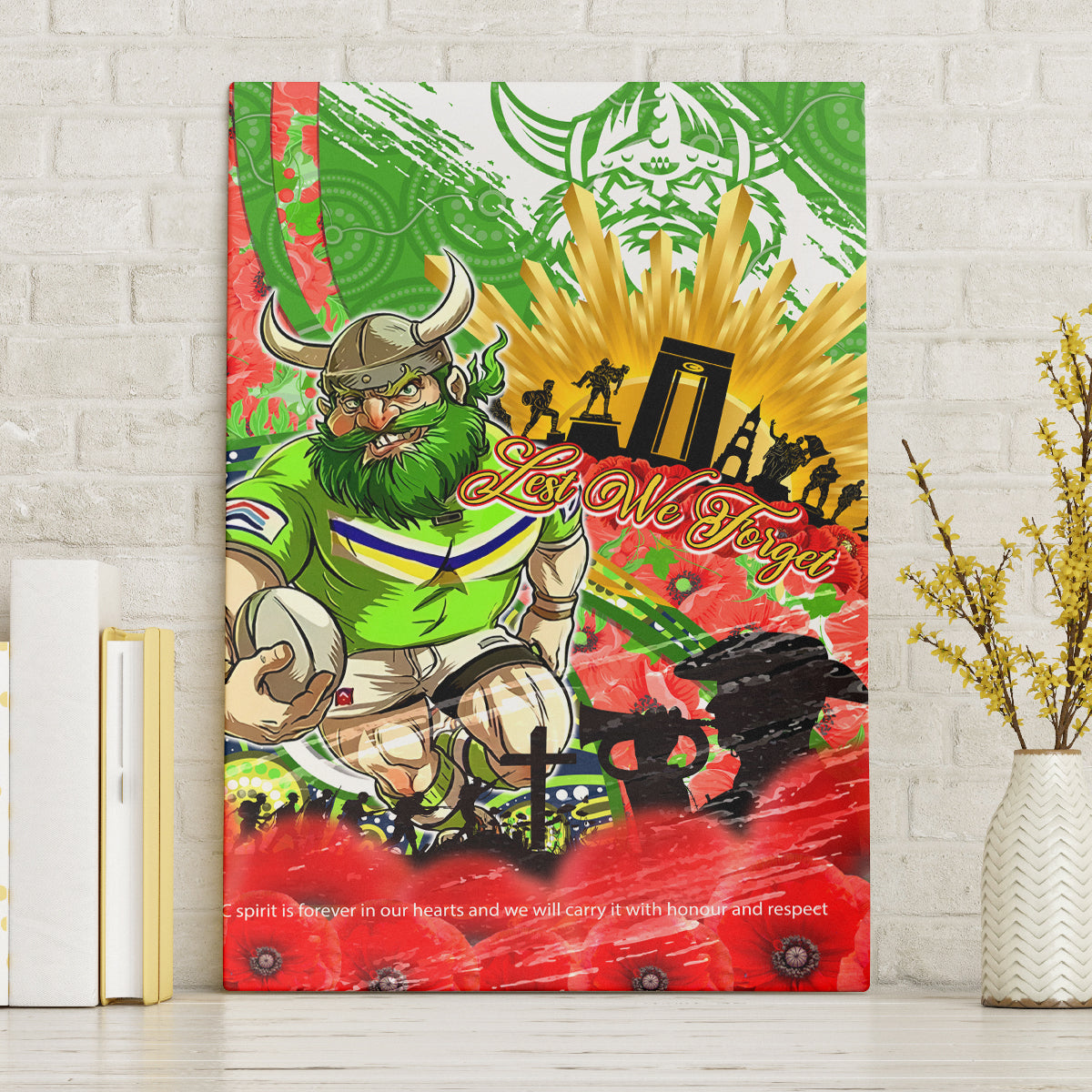 Personalised Mascot Raiders ANZAC Canvas Wall Art Lest We Forget