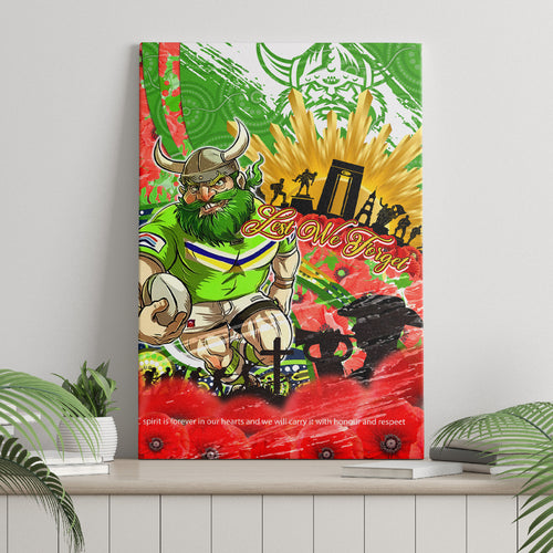 Personalised Mascot Raiders ANZAC Canvas Wall Art Lest We Forget