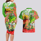 Personalised Mascot Raiders ANZAC Couples Matching Long Sleeve Bodycon Dress and Hawaiian Shirt Lest We Forget