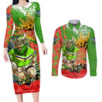 Personalised Mascot Raiders ANZAC Couples Matching Long Sleeve Bodycon Dress and Long Sleeve Button Shirt Lest We Forget